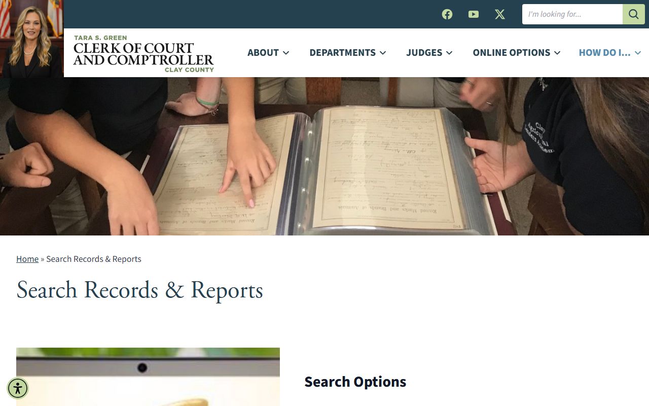 Clay County Clerk court records search portal page